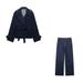 Women's Clothing Stylish Denim Shirt & High-Waist Pants Set – Women’s Casual Office & Streetwear Outfit_ecoleips.com