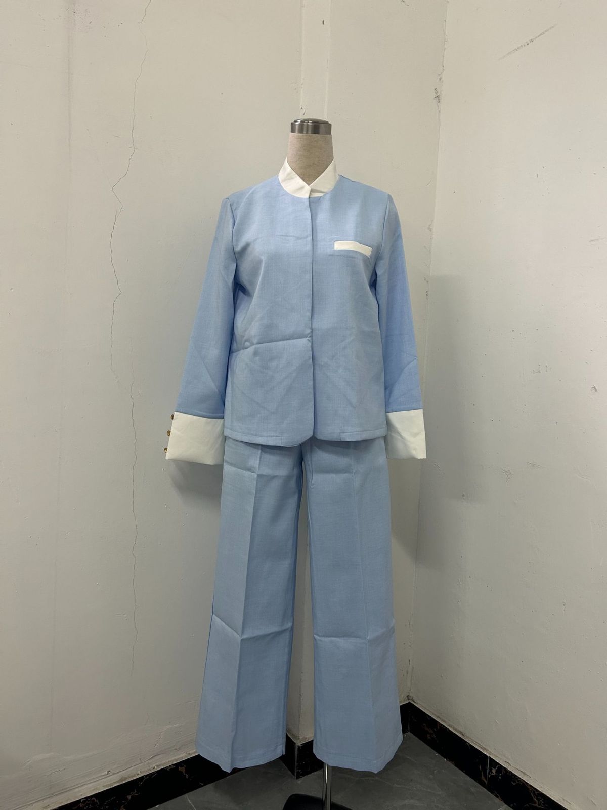 Women's Autumn Winter High-End Commuter Leisure Suit Set Splicing Color Jacket And Trousers Two Piece Outfit for Women_ecoleips.com
