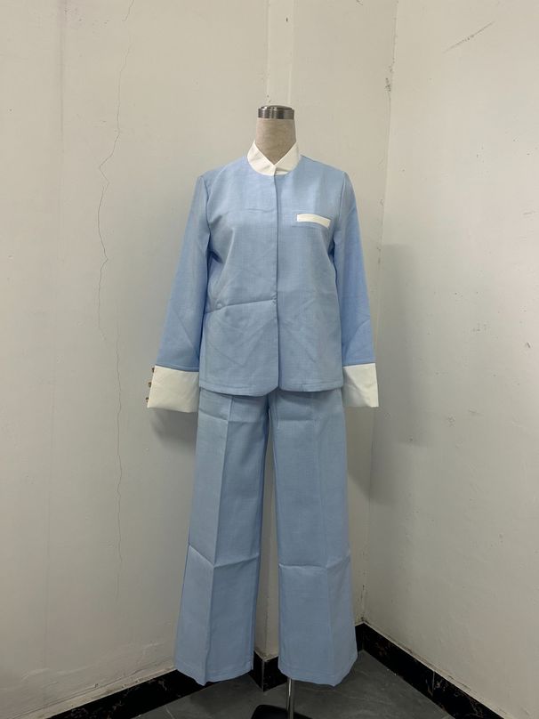 Women's Autumn Winter High-End Commuter Leisure Suit Set Splicing Color Jacket And Trousers Two Piece Outfit for Women_ecoleips.com