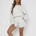 Women's Solid Color Casual Sweater Set Round Neck Long Sleeve Loose Fit Shorts Outfit For Spring Autumn New Style_ecoleips.com