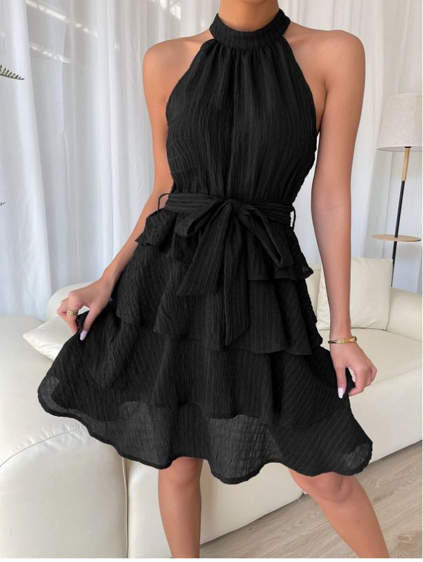 2026 Women Spliced Sleeveless Dress, Ruffled Edge Elegant Casual Dress_ecoleips.com