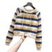 Trendy Striped Hoodie & High-Waist Straight-Leg Jeans Set - Casual Cotton Outfit For Women, Retro Streetwear, Comfortable Daily Wear_ecoleips.com