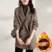 Houndstooth Plaid Wool For Women, Autumn Winter 2024 New Style, Mid-Length, Fleece-Lined, Thickened Woolen Blazer Coat_ecoleips.com