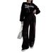 Korean Chic Winter Set – Oversized Letter Print Sweatshirt & High-Waist Drawstring Pants (XL, Charcoal Grey)_ecoleips.com
