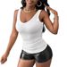 Women's Clothing New Summer Solid Color Sexy Hot Girl Sleeveless Casual V Neck Vest Top_ecoleips.com