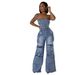 Women's Clothing Casual Fashion Tube Top Women's Slim Denim Jumpsuit Overalls_ecoleips.com
