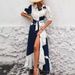 Women's Clothing Irregular High Waist Temperament Shirt Style Printed Long Skirt Dress_ecoleips.com