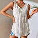 Aria Basics Aria Basics 2025 European And American Cross-border Summer New Women's Loose Jacquard Hollow V-neck Buttoned Sleeveless Mid-length_ecoleips.com