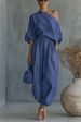 Women's Loose Fitting Wide Leg Casual Top And Lantern Pants Set Spring Cotton Linen Blend_ecoleips.com