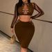 2025 Autumn Women's New Hollow Mesh Long Sleeve Sexy Hot Girl Slim Fit Bodycon Dress Set For Women_ecoleips.com