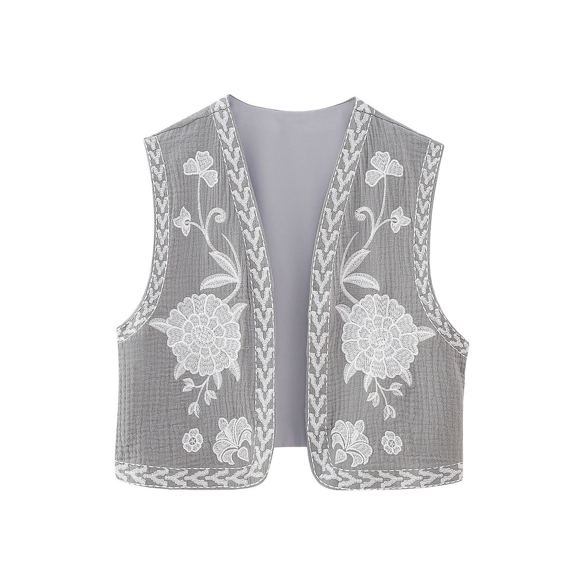 Women's Clothing Supply Spring New Embroidered Open Vest Vest Pink Blue_ecoleips.com