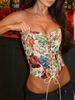 Sexy Strapless Tie Vest For Women Irregular Short Waist-Exposing Printed Fishbone Bra Hot Girl Top_ecoleips.com