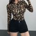 Women's Slim Fit Faux Leather Bomber Jacket Zip-Up Leopard Print Long Sleeve Cropped Style Available in Brown And Coffee S-XL_ecoleips.com