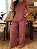 Women's Clothing Women's Camouflage V-Neck Short-Sleeved Top And Casual Pants Set Style For Formal & Casual For Women_ecoleips.com