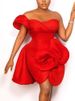 Strapless Bodycon Dress With 3D Floral Appliqués – Asymmetric Ruched Cocktail Dress For Parties & Weddings (S-XXL, Stretchy Polyester-Spandex Blend)_ecoleips.com