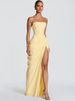 Mozision Chiffon Off-shoulder Strapless Sexy Maxi Dress Women Elegant Sleeveless Backless High Split Ruched Club Party Dress_ecoleips.com
