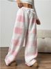 A Pair Of Women's Spring, Autumn And Winter Pajamas, Loose, Casual Checked Pants, Fleece And Thickened Pants, And Home Wear_ecoleips.com