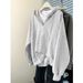 V-neck Hooded Sweatshirt For Women, Spring And Autumn, Thin, Loose, New Trendy Korean Hong Kong Style,_ecoleips.com