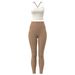 Juyitang Women's Color Block Yoga Sports Suit Fitness Push Up Vest And Pants Two Piece Set Shockproof New_ecoleips.com