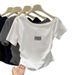 Asymmetric Hem Slim-Fit Short Sleeve T-Shirt – Waist-Defining Ribbed Texture, Breathable Cotton Blend (Women’s Casual & Office Wear)_ecoleips.com