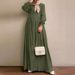 Verve 2025 Muslim Long Sleeve Solid Color Robe Spring And Autumn New Elegant Casual Plus Size Women's Dress_ecoleips.com
