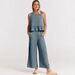 Women's Clothing Summer Women's Sleeveless Pleated Vest Wide Leg Pants Casual Suit Style Nine Point Set For Formal & Casual For Women_ecoleips.com