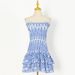 Unique Design Embroidered Ruffle Short For Women, Spring 2026, Strapless Hollowed-Out Layered Waist-Slimming Dress_ecoleips.com