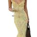 Women’s Low-Cut Floral Print Slit Dress – Sexy Vacation Mini Dress, Retro & Bodycon Strap Dress_ecoleips.com