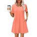 2025 Loose New Pleated Round Neck Dress Striped Solid Color Women's Fashion_ecoleips.com