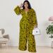 Women's Clothing Plus Size Women's Long Sleeved Jumpsuit Style Straight Leg Pants Long Sleeve For Formal & Casual For Women_ecoleips.com