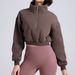 Fleece-Lined Half-Zip Sweatshirt For Women - Oversized Yoga Pullover With Stand Collar (Black/Oat Milk/Mocha/Prussian Blue, S-L)_ecoleips.com