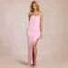 Elegant Bodycon Evening Dress With Thigh High Slit & Off-the-Shoulder Neckline - Solid Color Formal Gown For Parties And Special Occasions_ecoleips.com