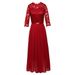 Splicing Dress, Crew Neck Lace Dress Evening Dress_ecoleips.com