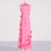 Women's Clothing Temperamental And Elegant Style Stand Up Collar Sleeveless Solid Color Long Dress Three Dimensional Flower Collage Design Long Dress_ecoleips.com