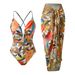 Elegant One-Piece Swimsuit With High-Slit Beach Cover-Up – Floral Print, Adjustable Straps, Quick-Dry Fabric For Women_ecoleips.com