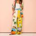 Verve 2024 Fashion Vacation Printed Short Sleeve Color Block Casual Tie Women's Set_ecoleips.com