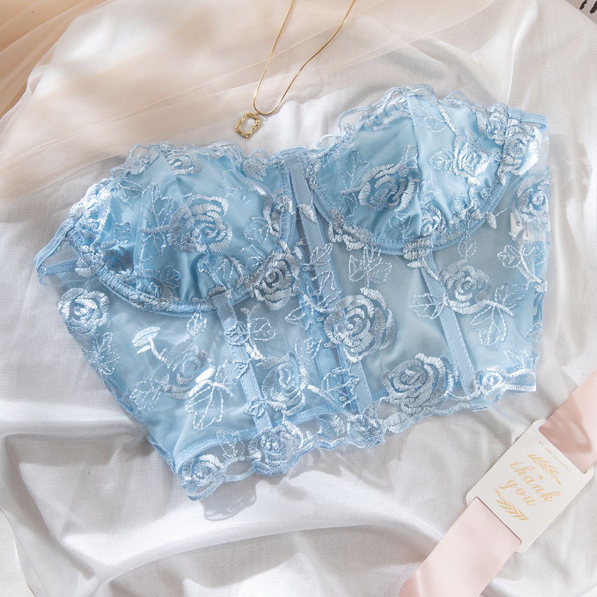 Women's Clothing Hot Girl Fish Bone Top Pure Desire Sling Lace Steel Ring Tube Top Slim Underwear_ecoleips.com