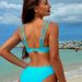 Women's Sexy Double Strap Bikini Swimsuit Solid Color European American Style Push Up Hard Cup Waist Revealing Beach Hot Spring_ecoleips.com