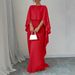 Fashion Loose Bat Sleeves Ruffles Irregular Elegant Long Dress_ecoleips.com