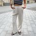 Women's High-Waisted Double Pleated Textured Wide Leg Pants Casual Vacation Style Spring/Summer Clothing_ecoleips.com