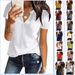 Aria Basics Aria Basics European And American Plus Size Women's Clothing 2025 Spring/Summer New V-neck Mid-length Loose Casual_ecoleips.com