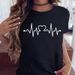 European And American Cross-border Foreign Trade Women's Clothing, Simple Heart-printed Round-neck Short-sleeve T-shirt_ecoleips.com