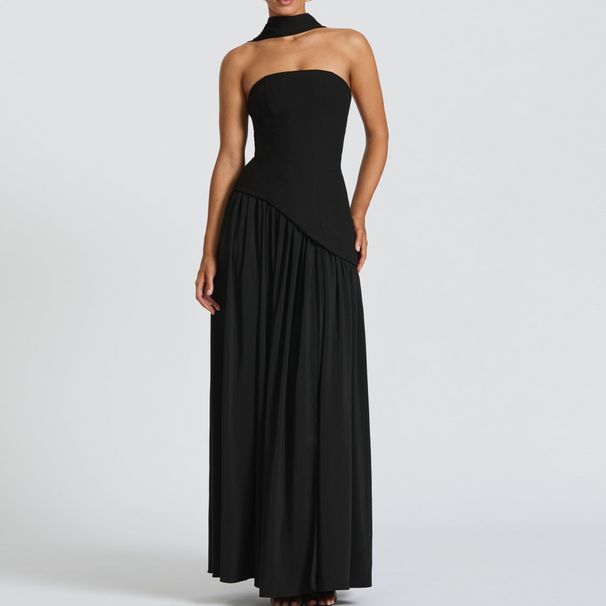 Women's Clothing Summer Women's Sexy Patchwork Backless Strapless Dress Style Solid Color Slit Fashion For Formal & Casual For Women_ecoleips.com