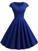 Summer Dress Women Short Sleeve Hepburn 50s 60s Vintage Pin Up Rockabilly Dress Robe Elegant Evening Party Dress_ecoleips.com