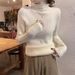 girl Winter Slim Fit Base Half Turtleneck Integrated Fleece Thickened Long Sleeve Knitted Top Warm Shirt_ecoleips.com