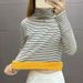 This Autumn And Winter Korean-Style Thickened High-Neck Base Layer Shirt Is Warm And Pairs Well With A Striped T-Shirt._ecoleips.com