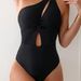 Aria Basics New Foreign Trade Women's One-shoulder Hollow-out With Removable Pads, Solid Color One-piece Swimsuit_ecoleips.com