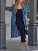 Women's Clothing Vintage Denim Duster Coat For Women – Oversized Button-Up Long Jacket Double Pockets Distressed Patchwork Design Casual Elegant Style_ecoleips.com