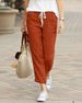 Women's Clothing Spring And Autumn New Solid Color Loose Casual Drawstring Elastic Waist Cotton And Linen Trousers_ecoleips.com