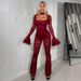 Women's Lace Jumpsuit – Flared Sleeve & Deep V-Neck Romper | Elegant Winter One-Piece With Flowy Silhouette_ecoleips.com